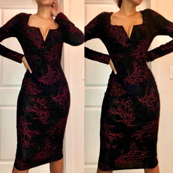 Monaco USA Dresses & Skirts - Red & Black Shimmer Dress